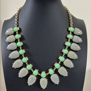 J Crew Gold Tone Rhinestone & Cabochon  Statement Necklace